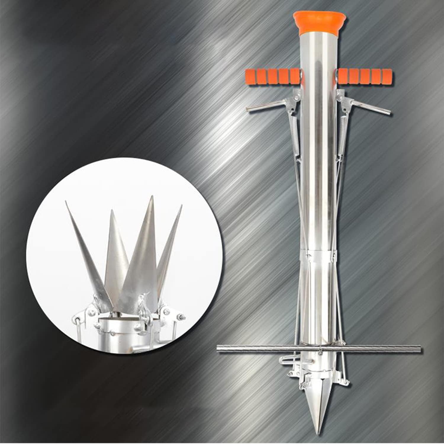 Long Handled Stainless Steel Bulb Planter with Seed Dispenser & Hole Puncher, Snowdrop Planter