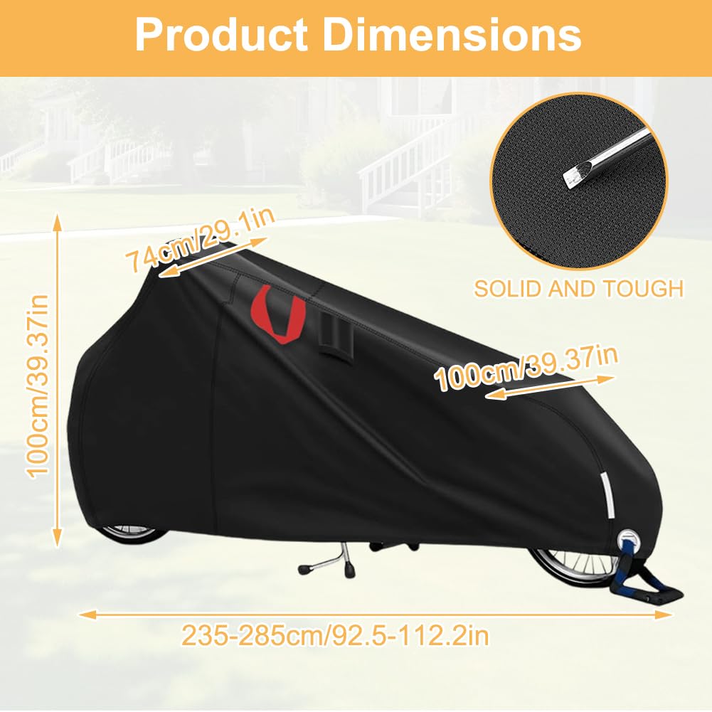 Funda impermeable para bicicleta de carga, protección contra la lluvia para bicicletas de carga, cubierta de triciclo con bandas reflectantes, protección UV, resistente a desgarros, Oxford 420D, para