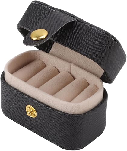 Miniatura 9 de Fydun Caja de almacenamiento PU Cuero Pequeño Joyero Pequeño Viaje Oreja Caso Blanco Para Uso en el Hogar, Accesorio Multifuncional (Negro)