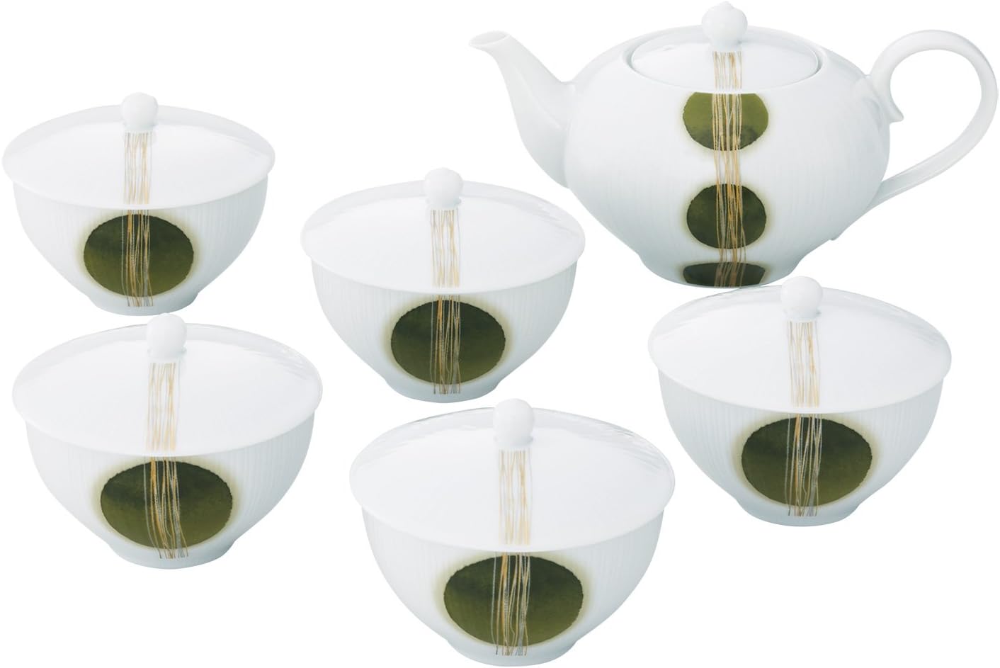 Noritake WY1011/1658 Noritake Teacup (with Lid and Pot) Set, 5.3 fl oz (160 cc), Everleaf Grass Tea Cup, 5 Pieces, Pot: 1, Fine Porcelain