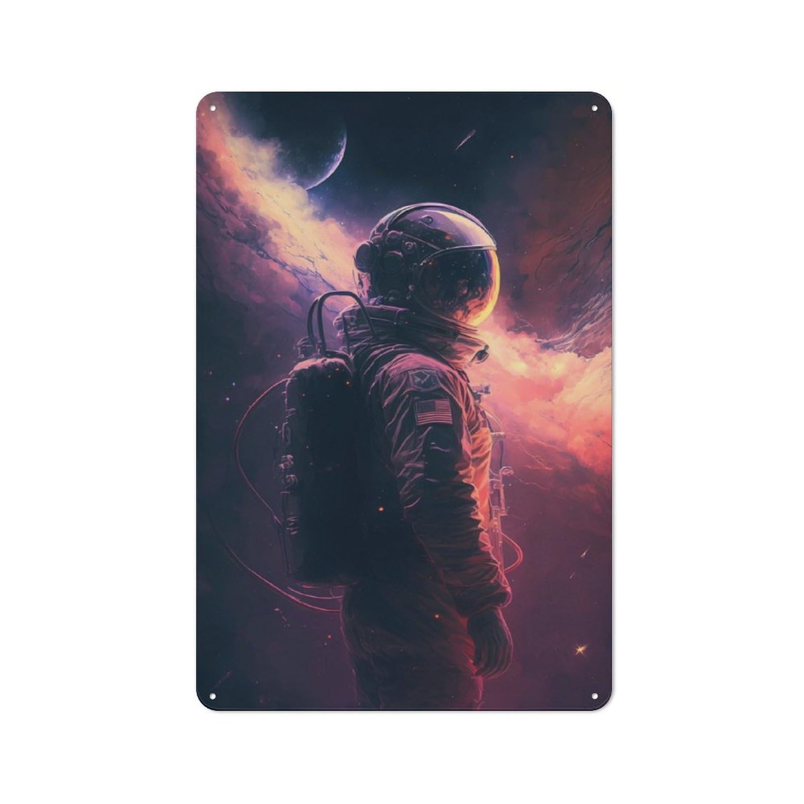 Junmoney Astronaut Space Walk Tin Wall Plaque 30X20cm With For Bar Or Restaurant, Autumn Wall Decor For Hospitality Decor Collectors