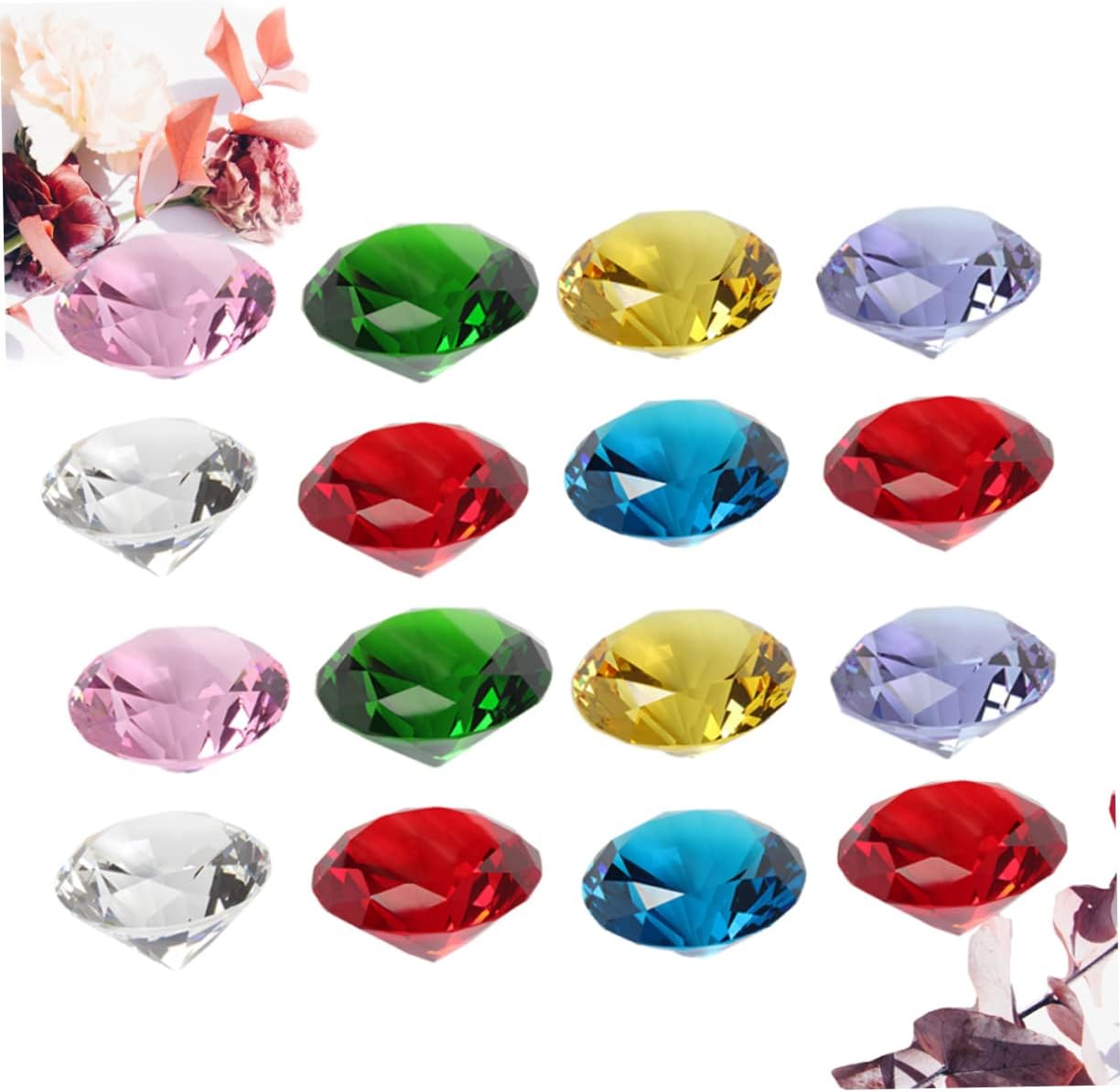 Cabilock 20pcs Mixed Color Crystal Diamond Decorative Ornaments Elegant Faux Gems for Wedding Home and Bridal Shower Centerpieces