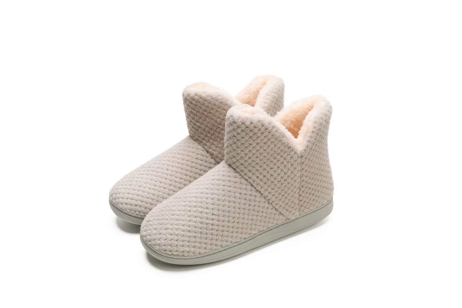 Junshide Women's Cozy Bootie Slippers Fuzzy Outdoor Indoor House Slippers