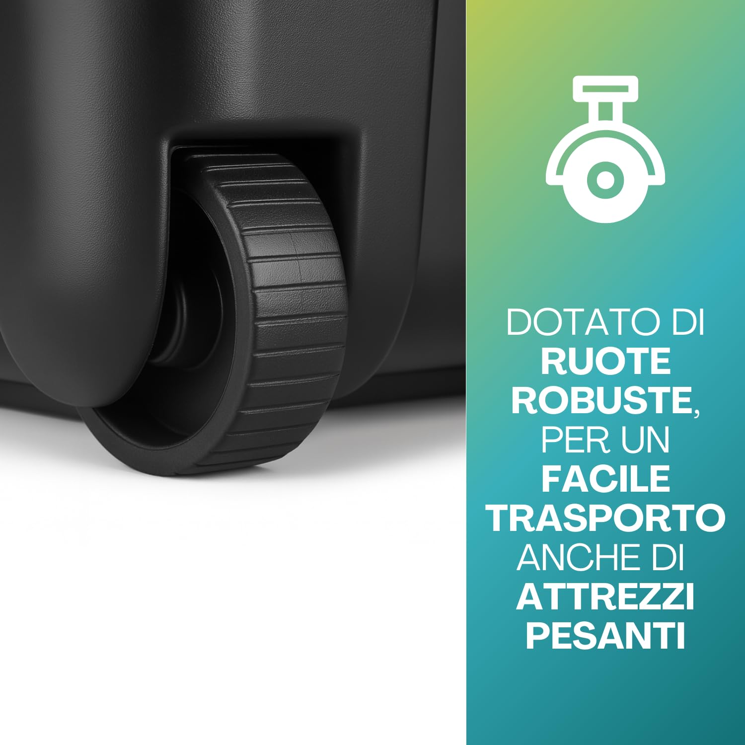 Paluplus Contenitore Box Attrezzi con Ruote, misura 79x52x52 cm e Capacità 150 Litri, Baule Nero con chiusura a Scatto, Box portautensili con coperchio, Organizer Utensili, Fai da Te -5940F-6,9