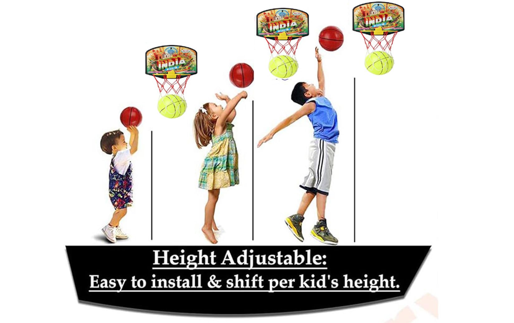 Asian Portable Plastic Basketball with Hoop for Kids Multicolor (India Theme) - Image 4 thumbnail