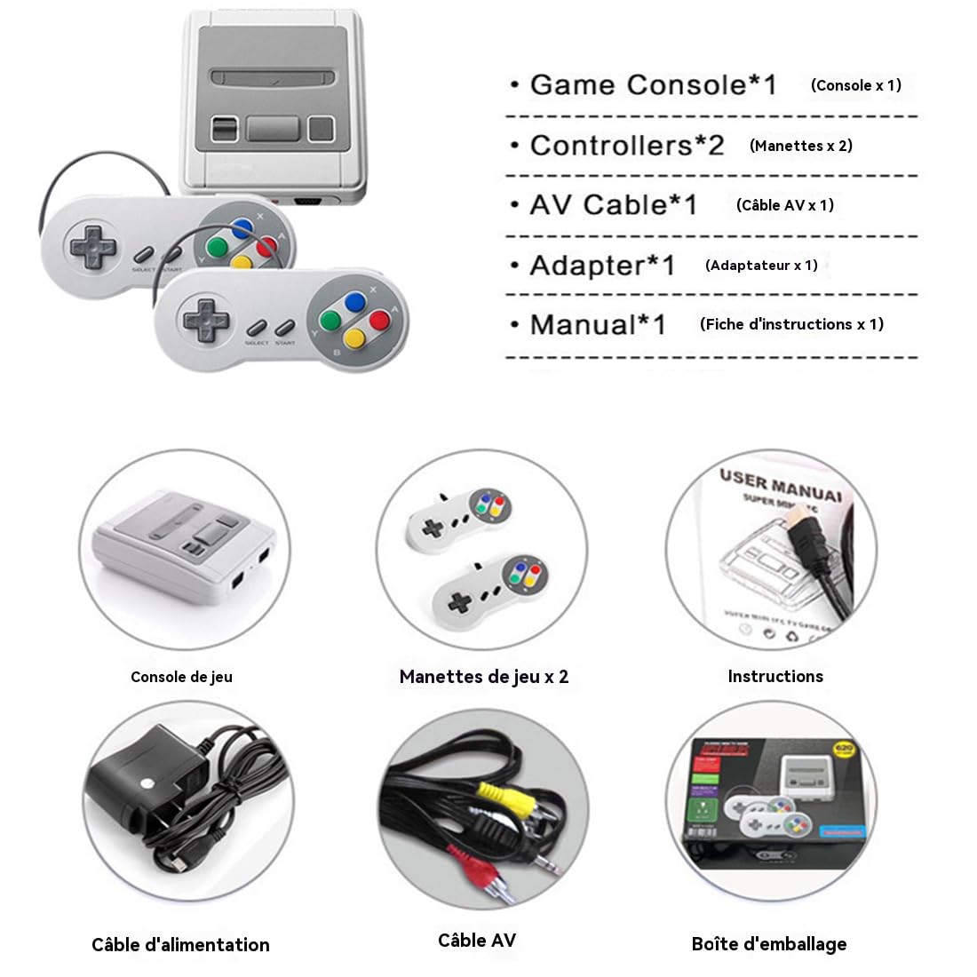 bergxperten Manette rétro SNES USB – Gamepad classique – Ergonomique, durable, idéale pour enfants, amis et soirées rétro gaming