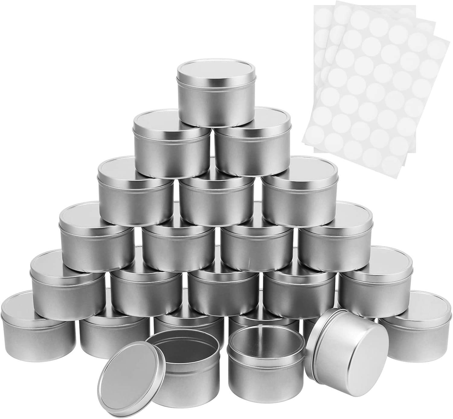 HAKZEON 24 PCS 8 oz Silver Candle Tins with Lids, Candle Containers