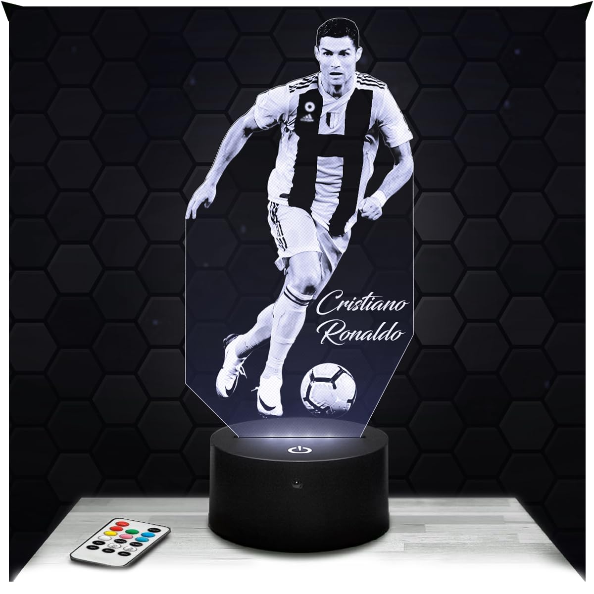 Lampephoto.fr - Lámpara 3D C. Ronaldo Futbolista Luz Nocturna Táctil Led Ilusión 3D, Idea de Regalo para Niños y Niñas, Navidad, Lámpara de Mesilla de Noche para Niños o Adultos, Merchandising TOP