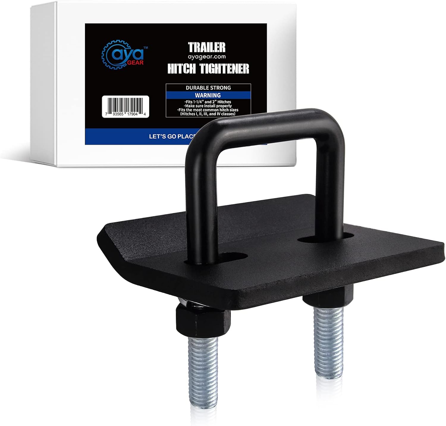 Hitch Tightener, Anti-Rattle Clamp for 1.25 and 2 inch Hitches, Heavy Duty Hitch Stabilizer, with Rubber Isolator and Anti-Rust Double Coating Protective, Black