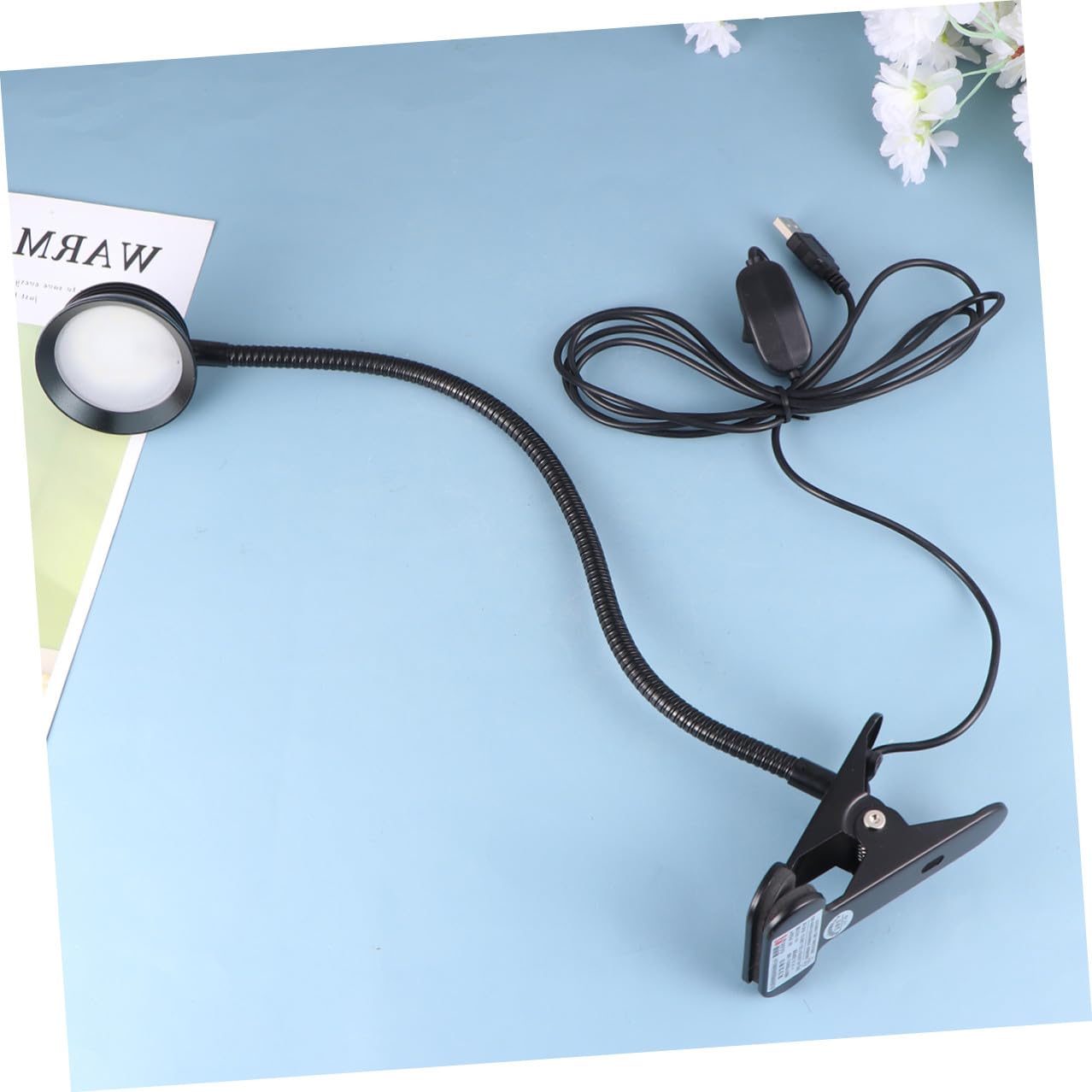 Homoyoyo Luce da Lettura Clip LED 4w 6w a Collo Flessibile Nera | Luci a 2 Livelli, Lampada in Metallo, Cavo USB Incluso, per Lettura a Letto e Uso Tastiera