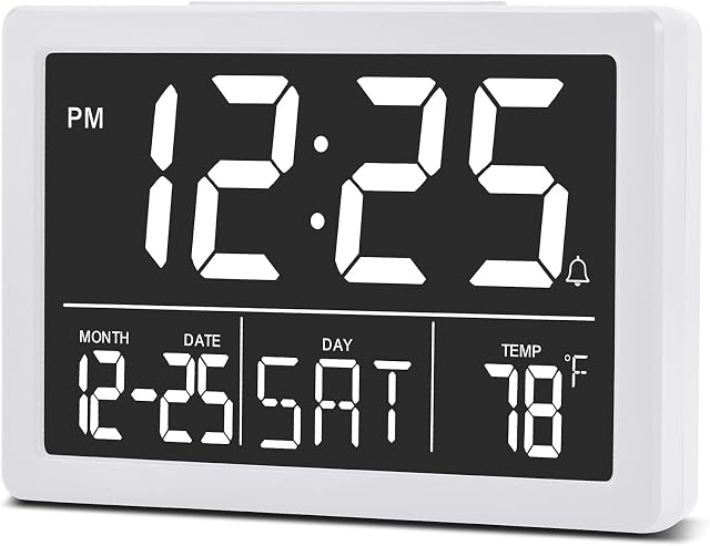 SZELAM Alarm Clock, Digital Clock,5.5 "Larger Display LED Electric Digital Clock with USB Charger,6 Brightness Levels,Volume Adjustable,Date Temperature Display Table Clock for Bedside Desk Bedroom