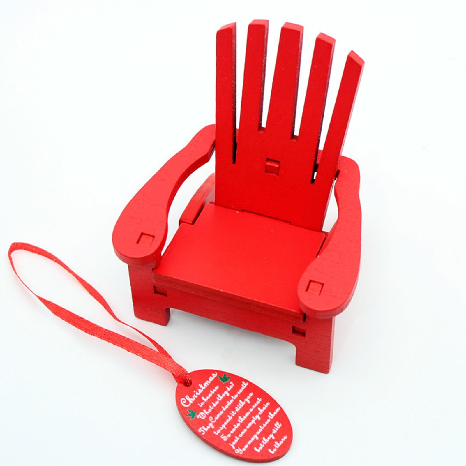 Miniature Rocking Chair Wooden Ornament Pendant Festive Scenes Photo Props Craft Christmas Decoration Miniature Beach Chair, Red — view 7