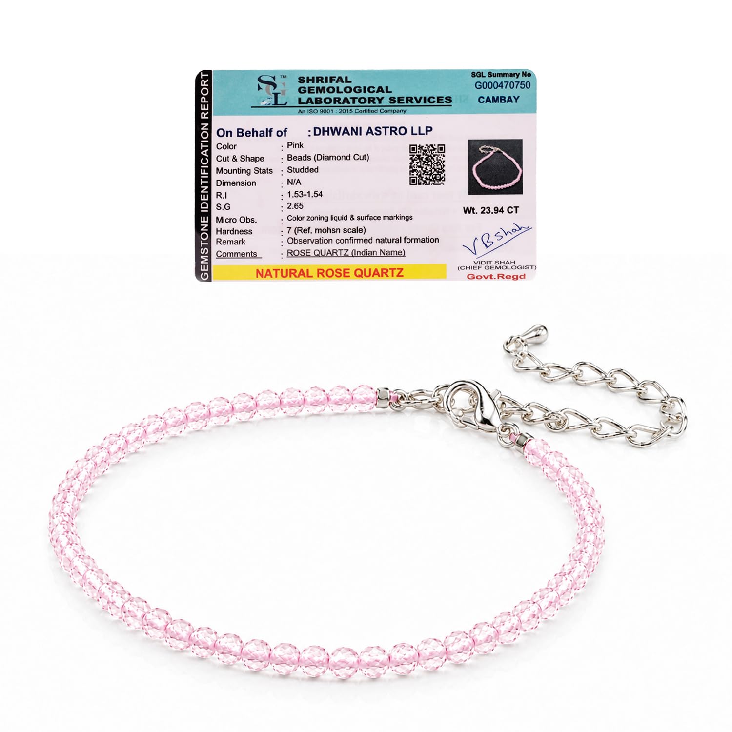 dhwani astro Rose Quartz Diamond Cut Anklet for Women | Certified Natural Love & Harmony Crystal | Attracts Love, Peace & Positive Bonds | Original Rose Quartz Healing Crystal Anklet for Relationships & Emotional Balance-picture-16