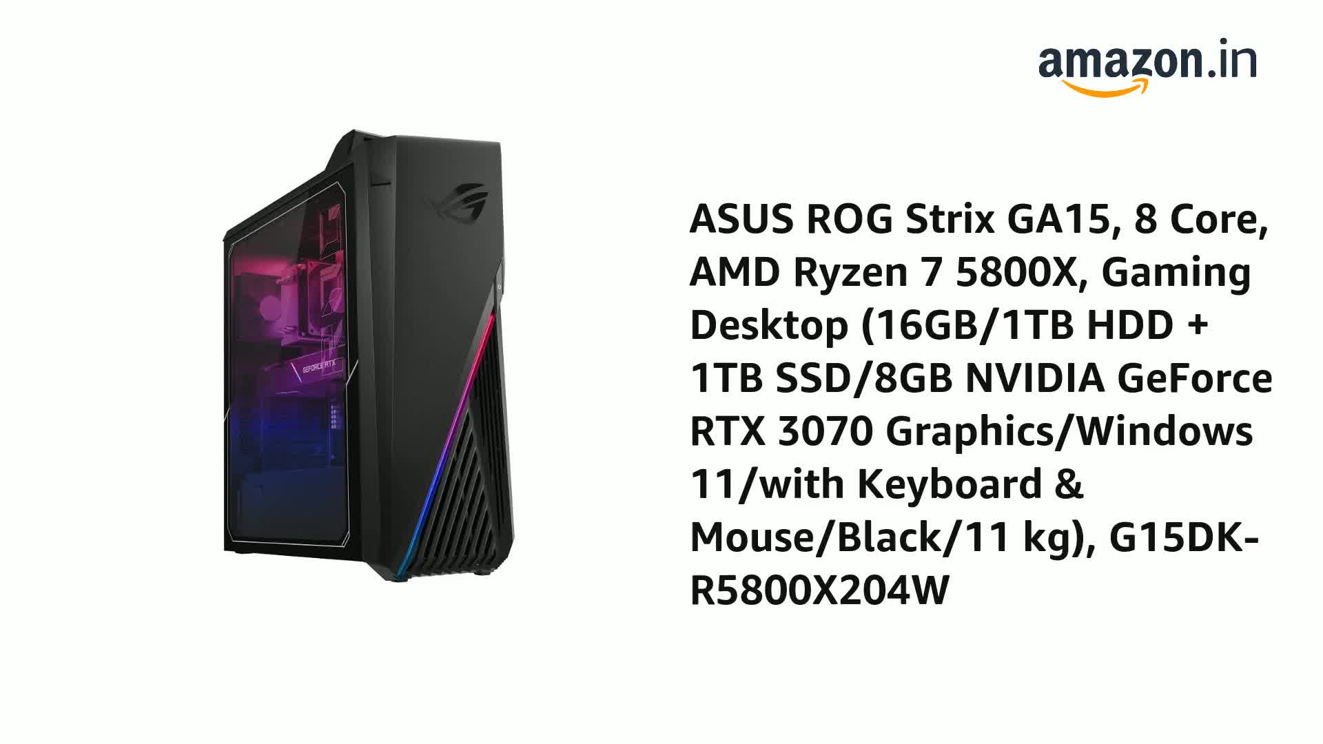 ASUS ROG ゲーミングPC Ryzen 7 5800 【公式通販】