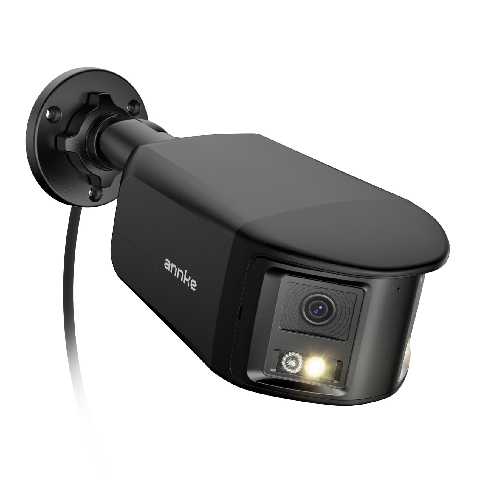 ANNKE - Telecamera di sorveglianza PoE esterna a doppio obiettivo 4K con visuale panoramica a 180°, audio bidirezionale, riconoscimento di persone e veicoli tramite IA, registrazione 24/7, visione