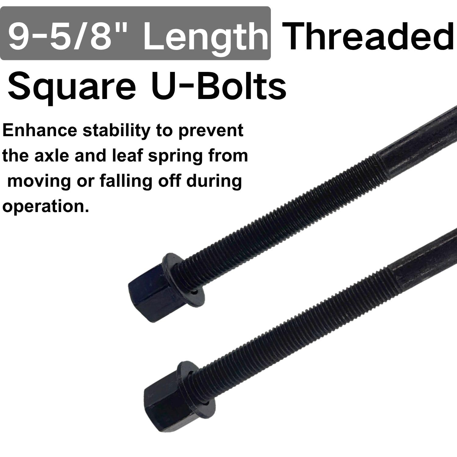 4 Pack Rear Leaf Spring Axle U-Bolt Kit (2-9/16" W x 9-5/8" L)