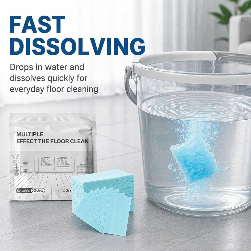 Multi-Surface Floor Cleaner Tablet for Mopping, Multi-Effect Floor Cleaning Sheets Wood Cleaner Tablets, Deep Cleaning Sheets for Luxury Vinyl Plank, Wood Flooring (200 pieces)