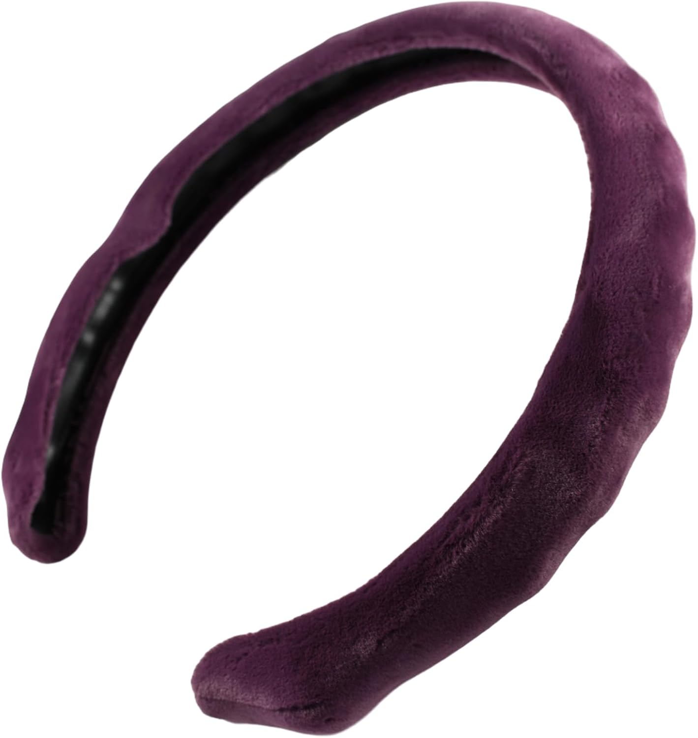 Ribbed Sporty Perforated Nappa Leather Steering Wheel Cover Universal fit 14.5 to 15 inches SW for Car Sedan Coupe SUV Pickup (Purple Fur, Fur)