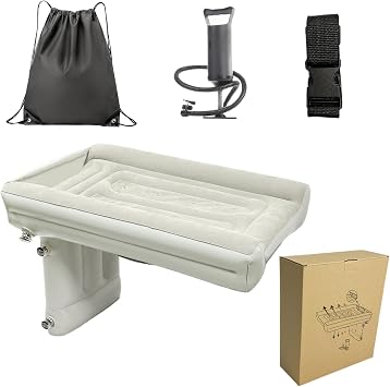 Flocking Inflatable Car Bed - 80x50x42cm Backseat Blow Up Sleeping Bed With Pump | Kids Rear Seat Air Mattress Travel For Camping Hiking Outdoor Travel SUV Van Airplane Train