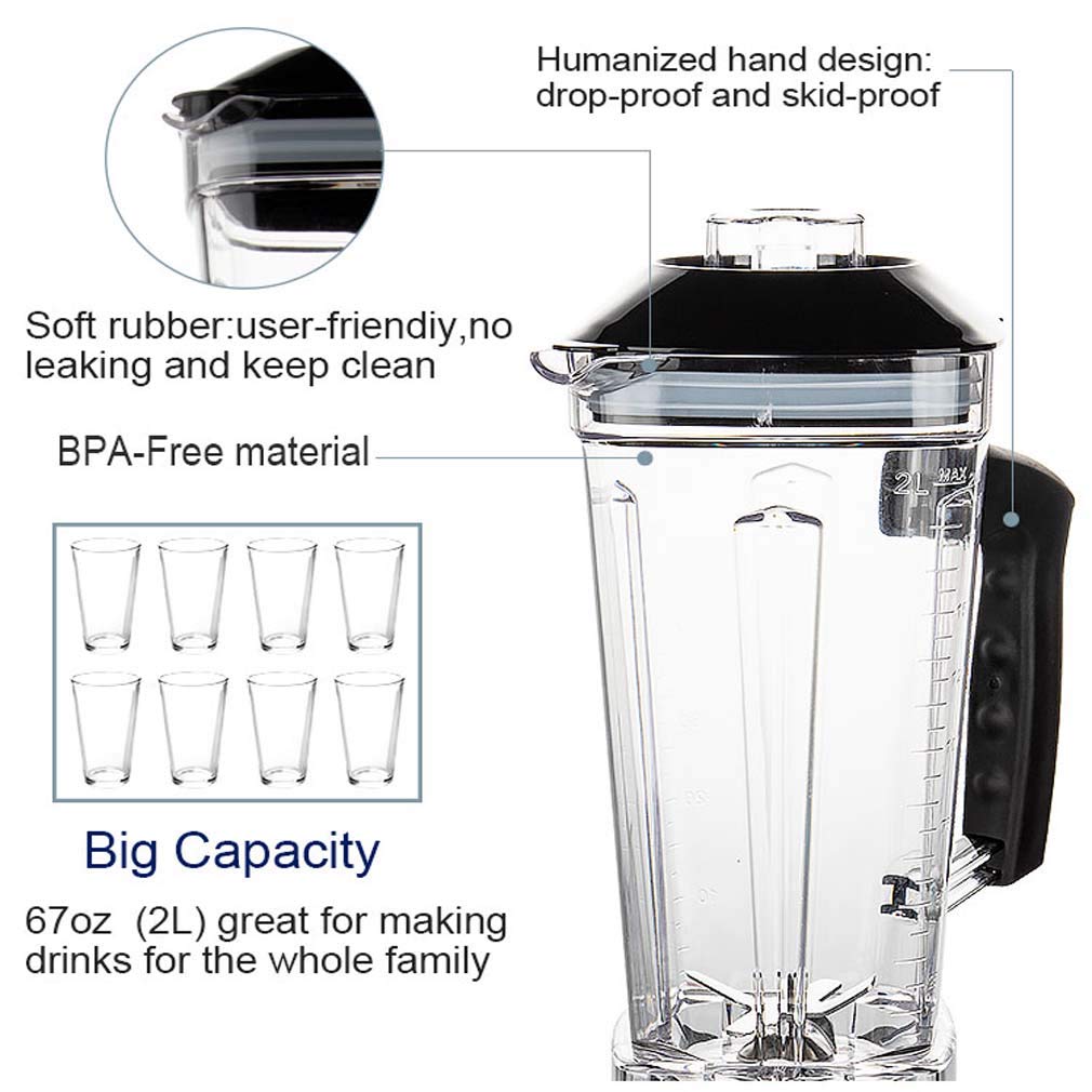 Blender Mixeur Multifonctions, Smoothie Blender Chauffant Blender Mixeur Puissant avec 2000W Mixeur Smoothie Et Milk-Shake avec 6 Lames en Acier Inoxydable Et 2L sans BPA Jarre,Rouge