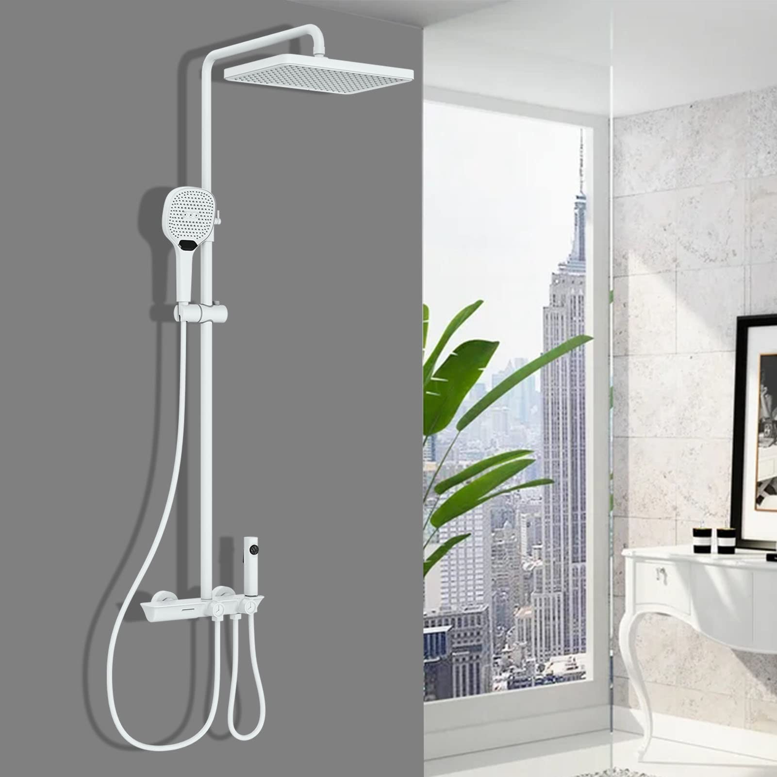 Ensemble de douche exposé de luxe avec ciel de pluie et bidet intégré