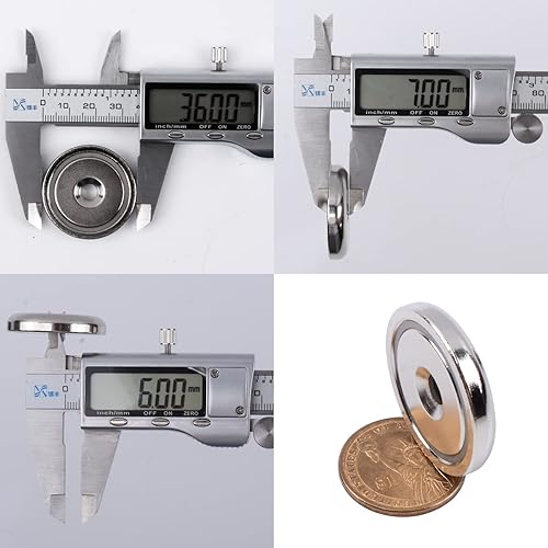 Miniatura 10 de 16 imanes de neodimio con base redonda superfuertes, anillos de tierra rara de 60 libras con agujeros y tornillo, imanes avellanados de 0.98