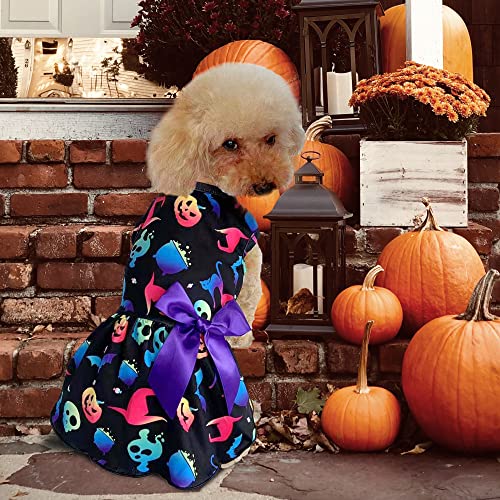 Mogoko 2Pcs/Lot Pumpkin Dog Costumes Halloween Ghost Skull Shirt Cobweb Pumpkin Tutu Puppy Dog Dress Cat Costumes For Holiday Party #TOP1