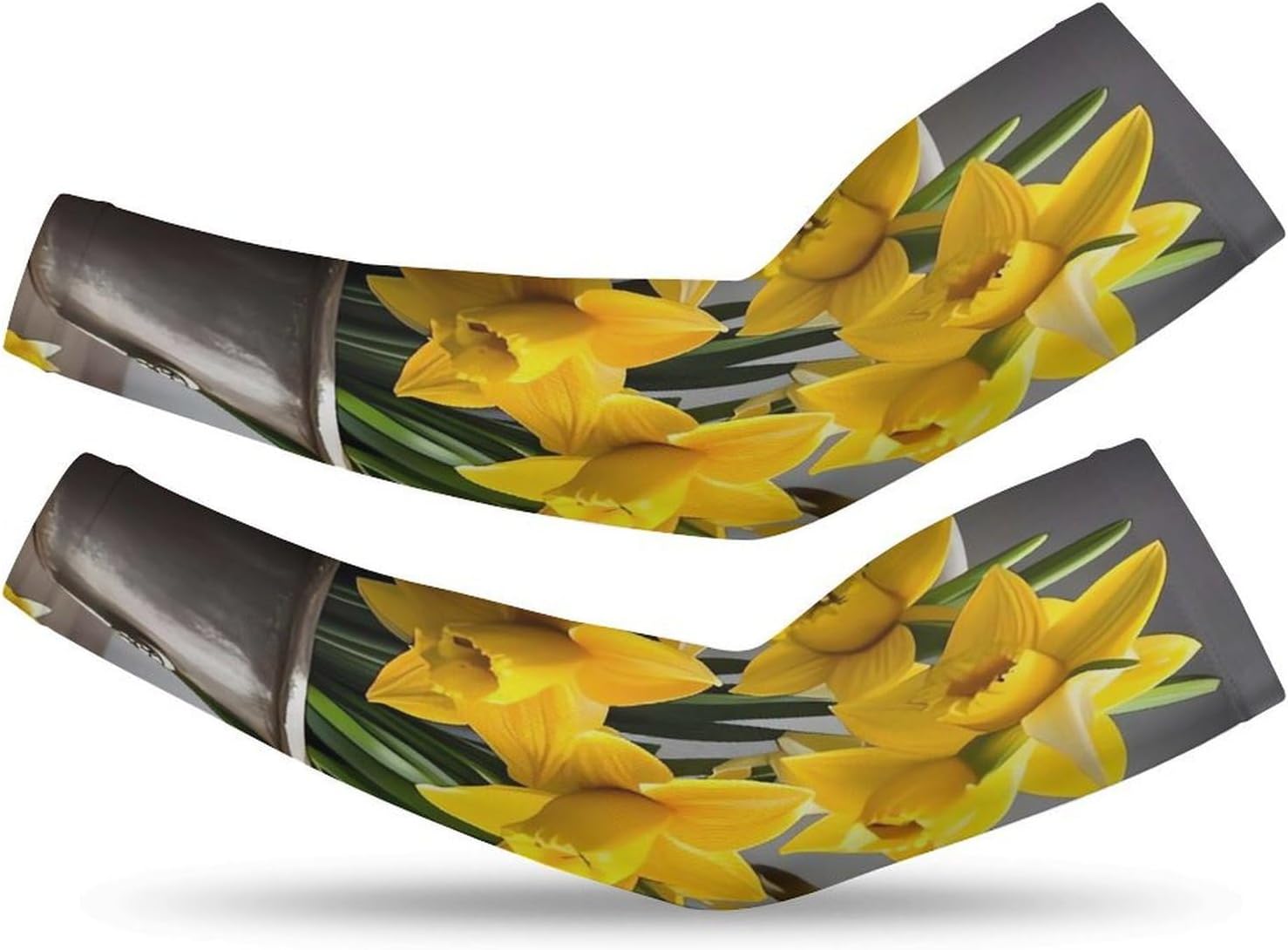 Cooling Arm Sleeves for Men Women Compression Arm Sleeve Bouquet of Daffodils UV Sun Protection Arm Sleeves