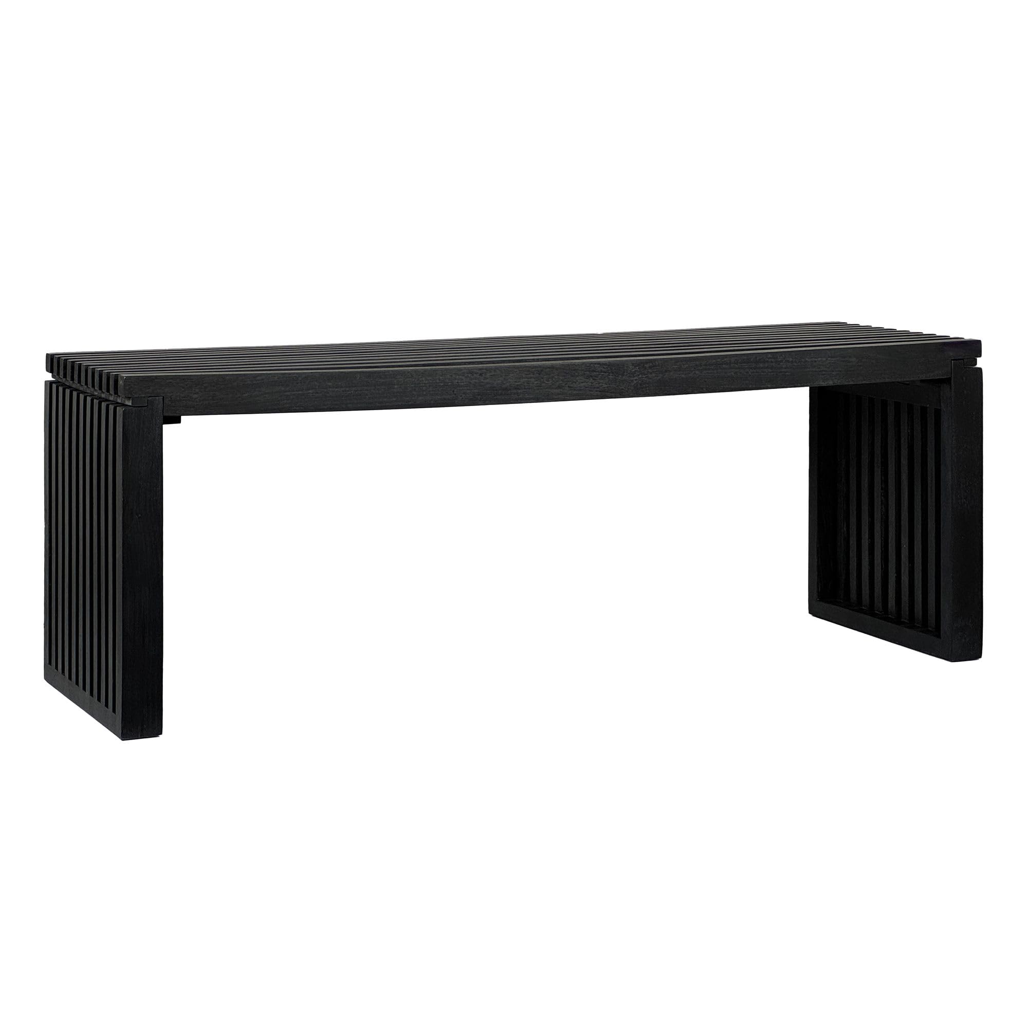 FineBuy Sitzbank 120 cm aus Akazie Massivholz Schwarz | Sitzbank aus Akazie Massivholz in Schwarz