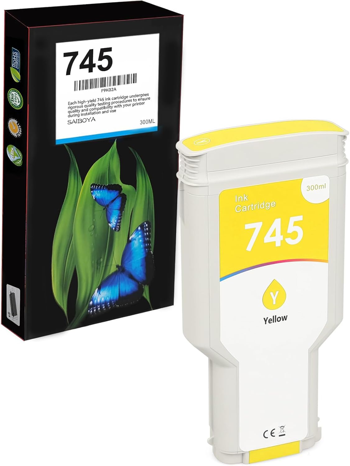 745 (F9K02A) Ink Cartridge Yellow Remanufactured 745XL 300ml Ink Replacement for DesignJet HD Pro MFP Z2600 Z5600 Postscript Printers Ink Cartridge (1Pack)