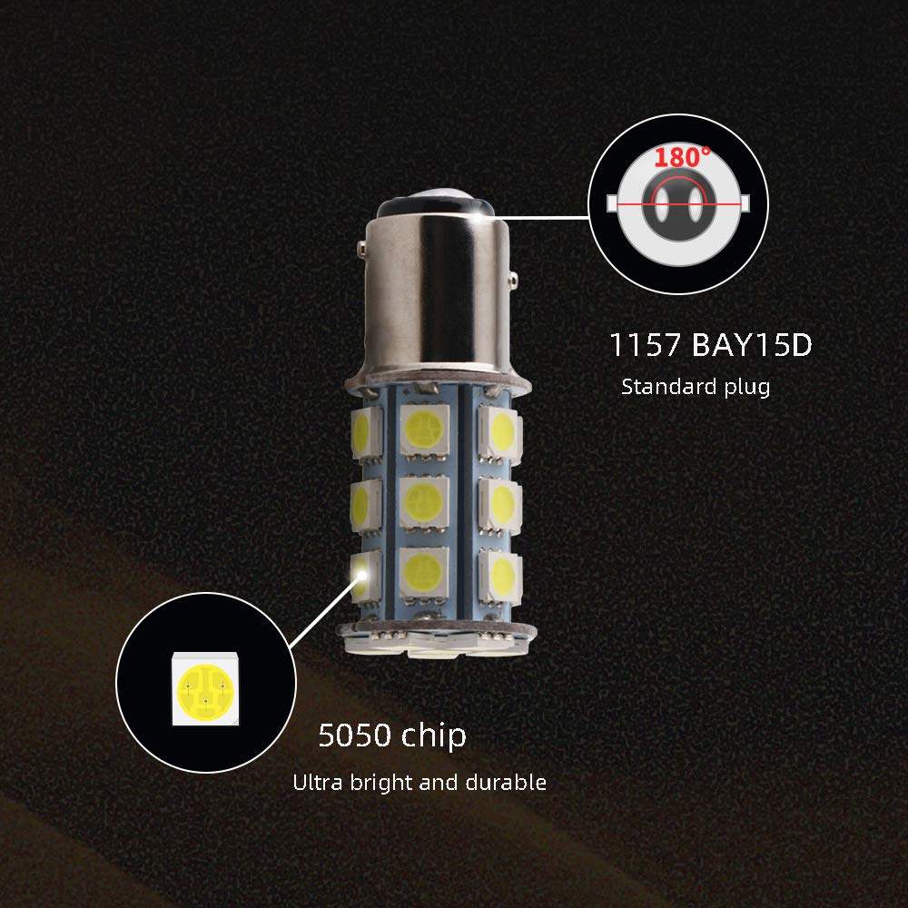 Isincer 10-Pack 1156 LED Bulb – 12V White 6000K For RV, Camper, Trailer Turn Signals, Brake & Backup Lights – BA15S Base