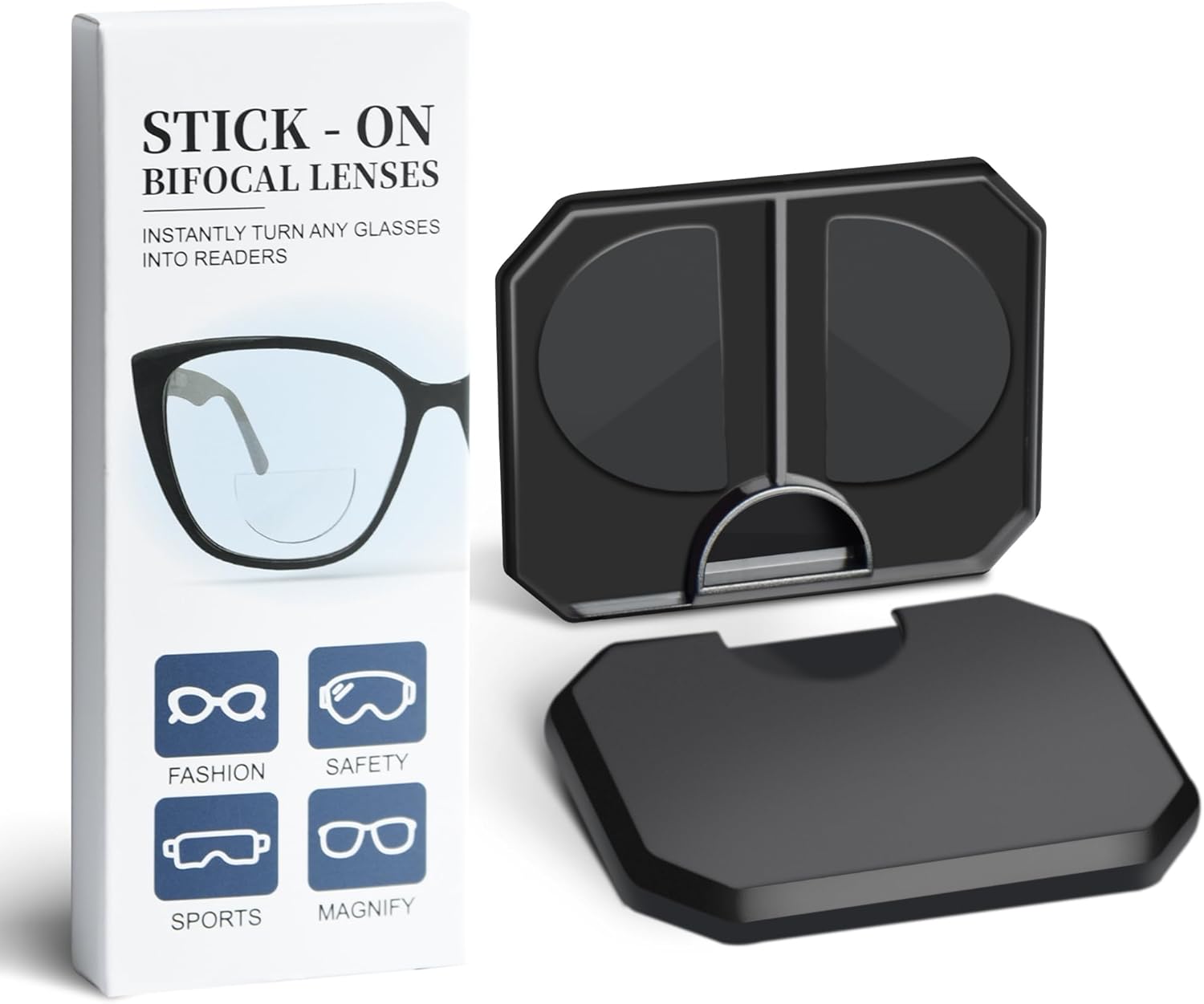 Stick-On Bifocal Lenses - Convert Sunglasses, Goggles & Safety Glasses into Reusable Reading Glasses No Water Needed
