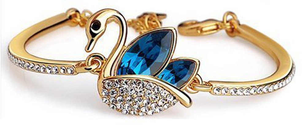Valentine Gifts : Shining Diva True Love Swan Crystal Bangle Bracelet for Girls and Women | Valentine Gifts for Girlfriend, Wife