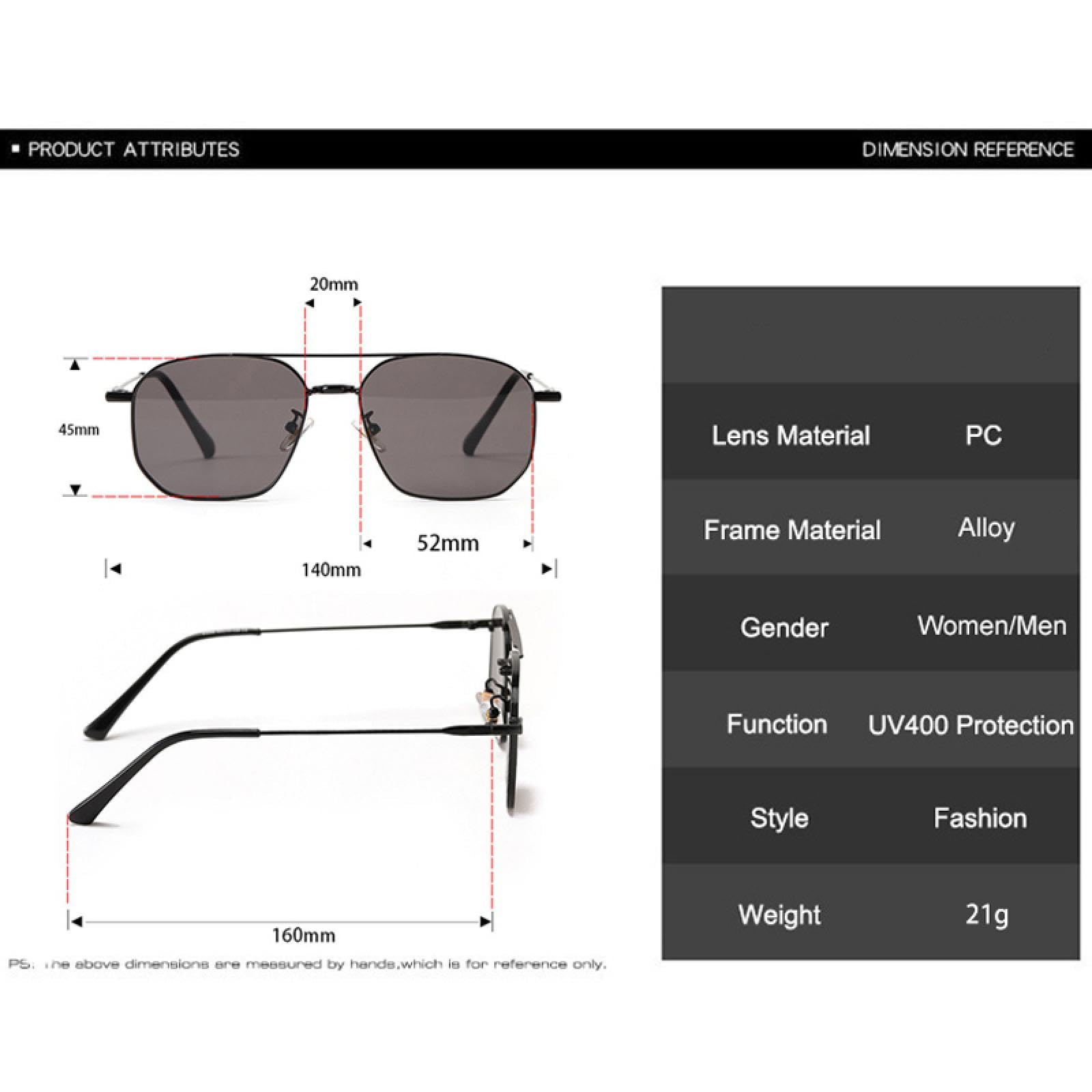 Gafas de sol con marco de metal y doble puente para mujer, lentes transparentes tipo océano, con protección UV400 para hombre
