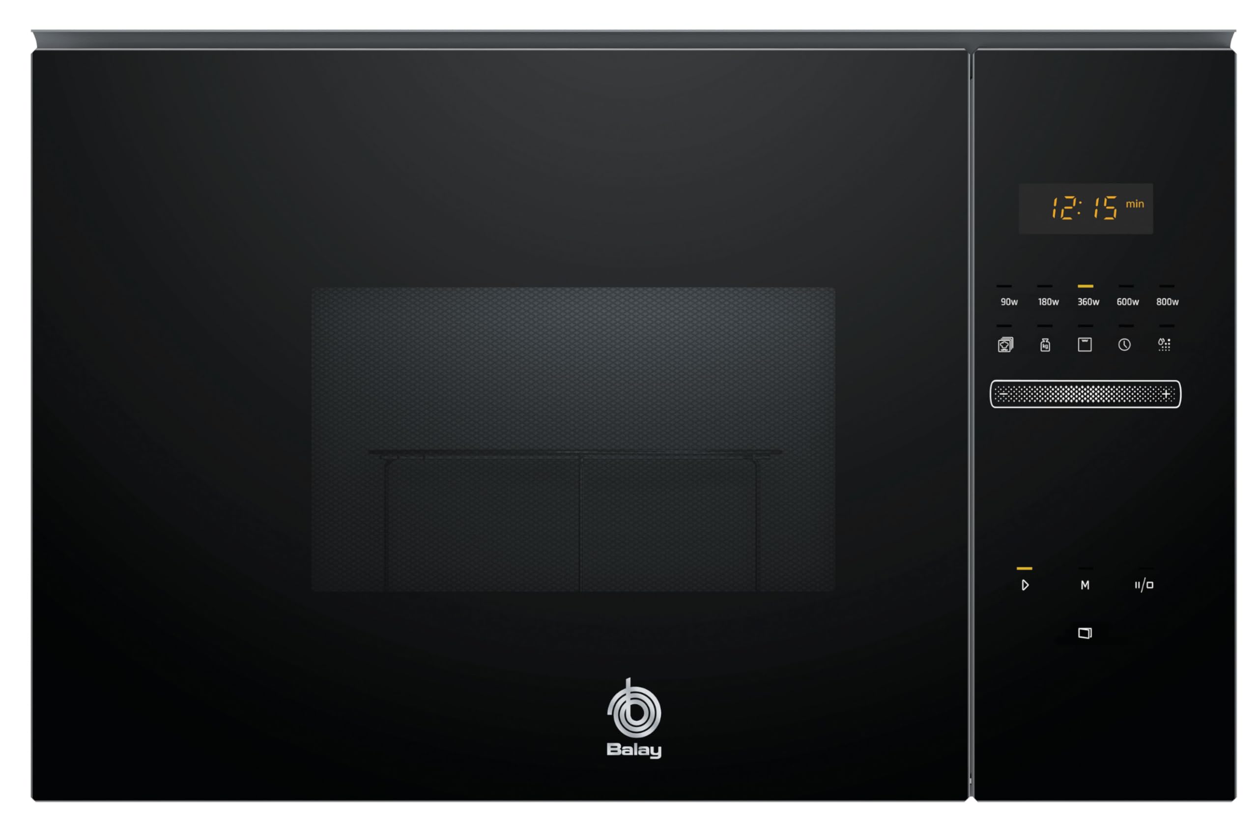 Balay 3CG5172N2 - Microondas, electrónico, Encastrable sin marco, 38 cm, 20 l, 5 F, Aqualisis, Ap. lateral izquierda, 8 recetas, Plato giratorio 25.5 cm, Con grill, Cristal Negro