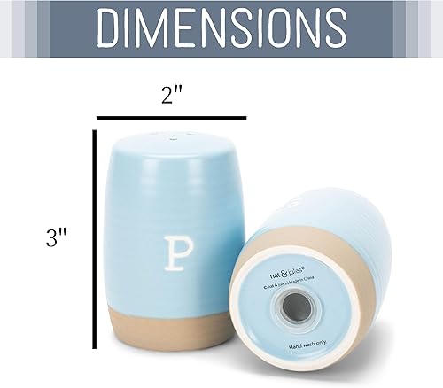 Miniatura 2 de Nat & Jules - Juego de coctelera de cerámica para sal y pimentero (3 x 2), color azul hielo