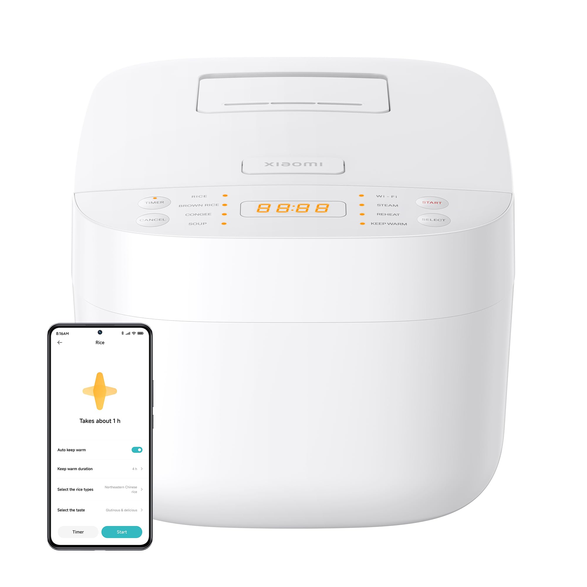 Xiaomi Smart Multifunctional Rice Cooker 3L, Electric Cooker with WiFi App Control, 8-in-1 Cooking Modes, 24-Hour Delay Timer & Keep Warm Function for Home Kitchen