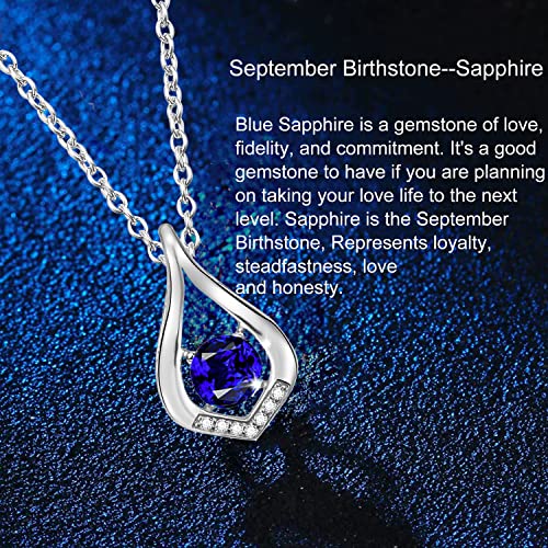 KIMIEVOL Necklaces for Women Sapphire September Birthstone Necklace 925 Sterling Silver Infinity Pendant Anniversary Birthday Christmas Jewelry Gifts for Women - Image 4