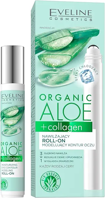 Eveline Cosmetics Aloe Vera Gel: Organic Aloe+Collagen Hydrating Eye Roll-On, 15ml