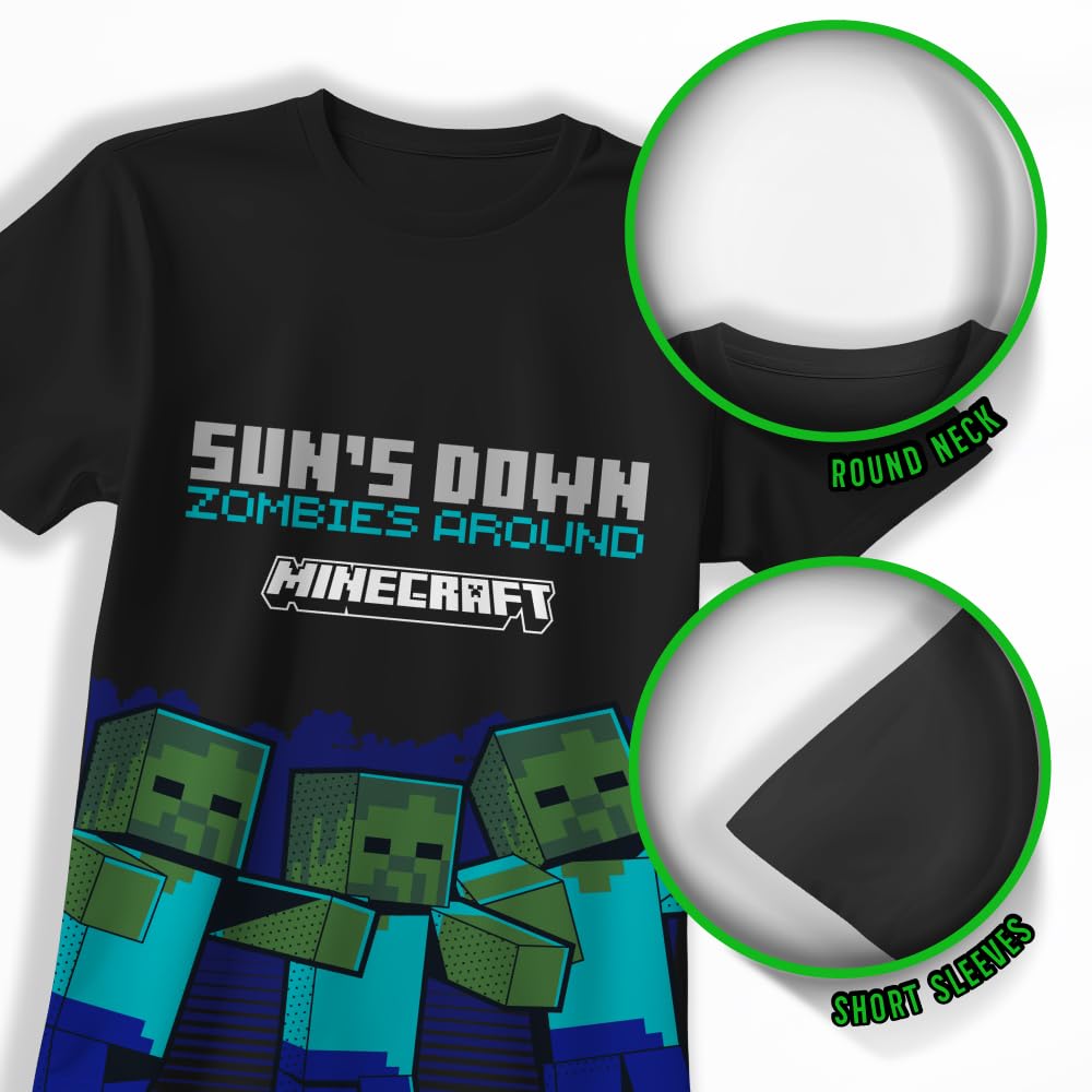 Minecraft Maglietta a maniche corte da ragazzo, confezione da 4 - Creeper, Ender Dragon, Skeleton, Zombie Graphic Set per bambini