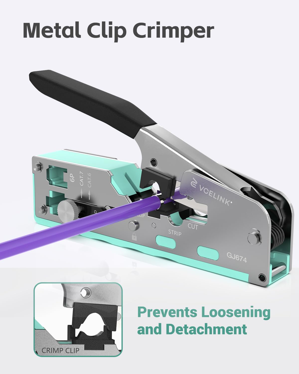 VCELINK Upgraded Stainless Pass Through RJ45 Crimp Tool with A manually Adjustable knob - Image 4