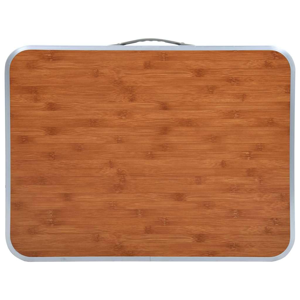 Składany stół kempingowy z aluminium i płyty MDF, 60 x 45 cm, z uchwytem do noszenia, składany, na kemping, piknik, do aktywności na świeżym powietrzu, wędrówek, imprez ogrodowych, łatwy do