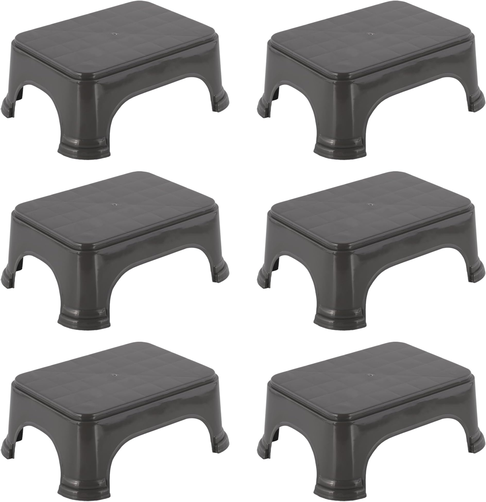 Kuber Industries Pack of 6 Durable Bathroom Stool for Bathing | Comfortable Indoor Machiya for Sitting | Senior Citizens Bath Stool & Adults Patla Chair for Home | Plain P6 - Grey