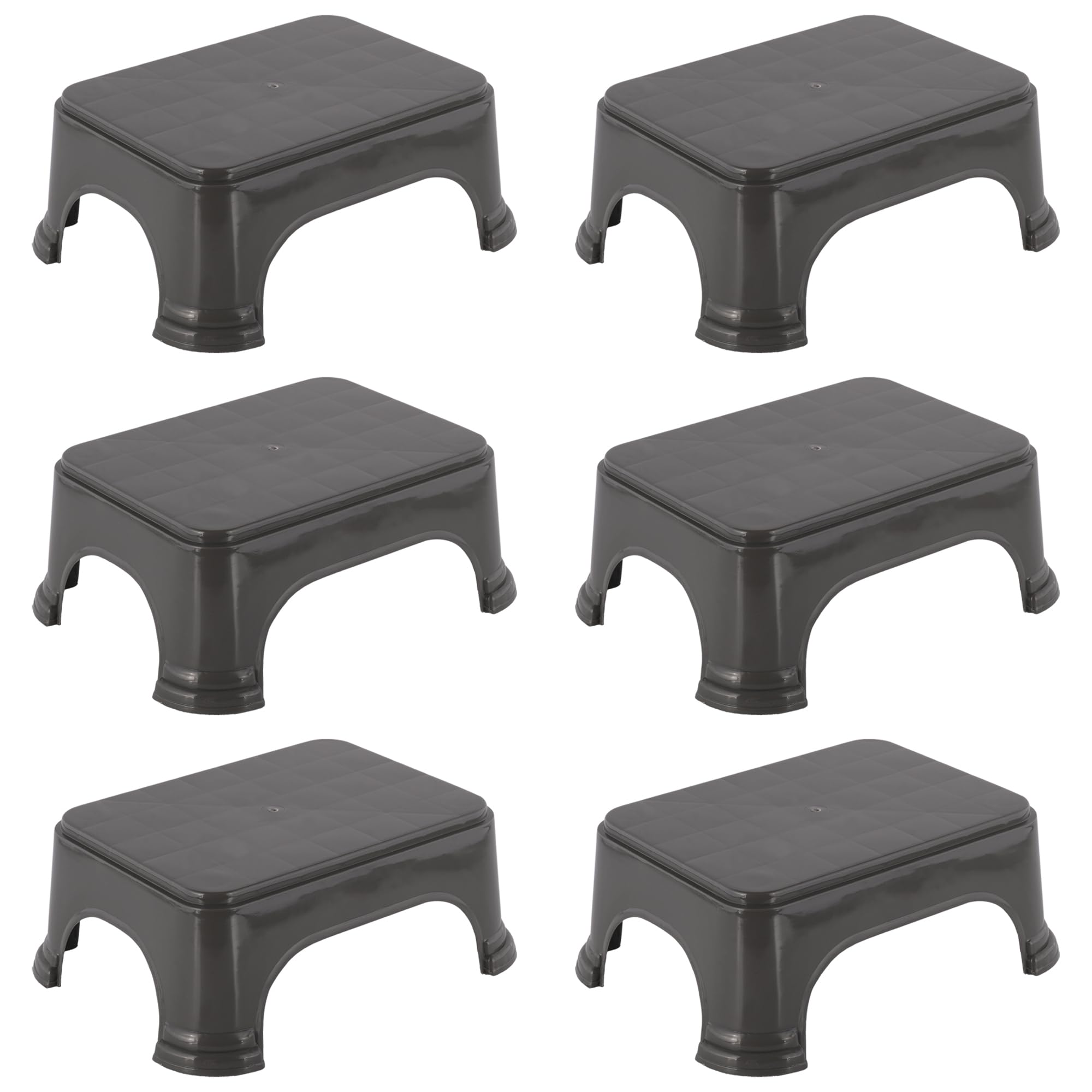 Kuber Industries Pack of 6 Durable Bathroom Stool for Bathing | Comfortable Indoor Machiya for Sitting | Senior Citizens Bath Stool & Adults Patla Chair for Home | Plain P6 - Grey