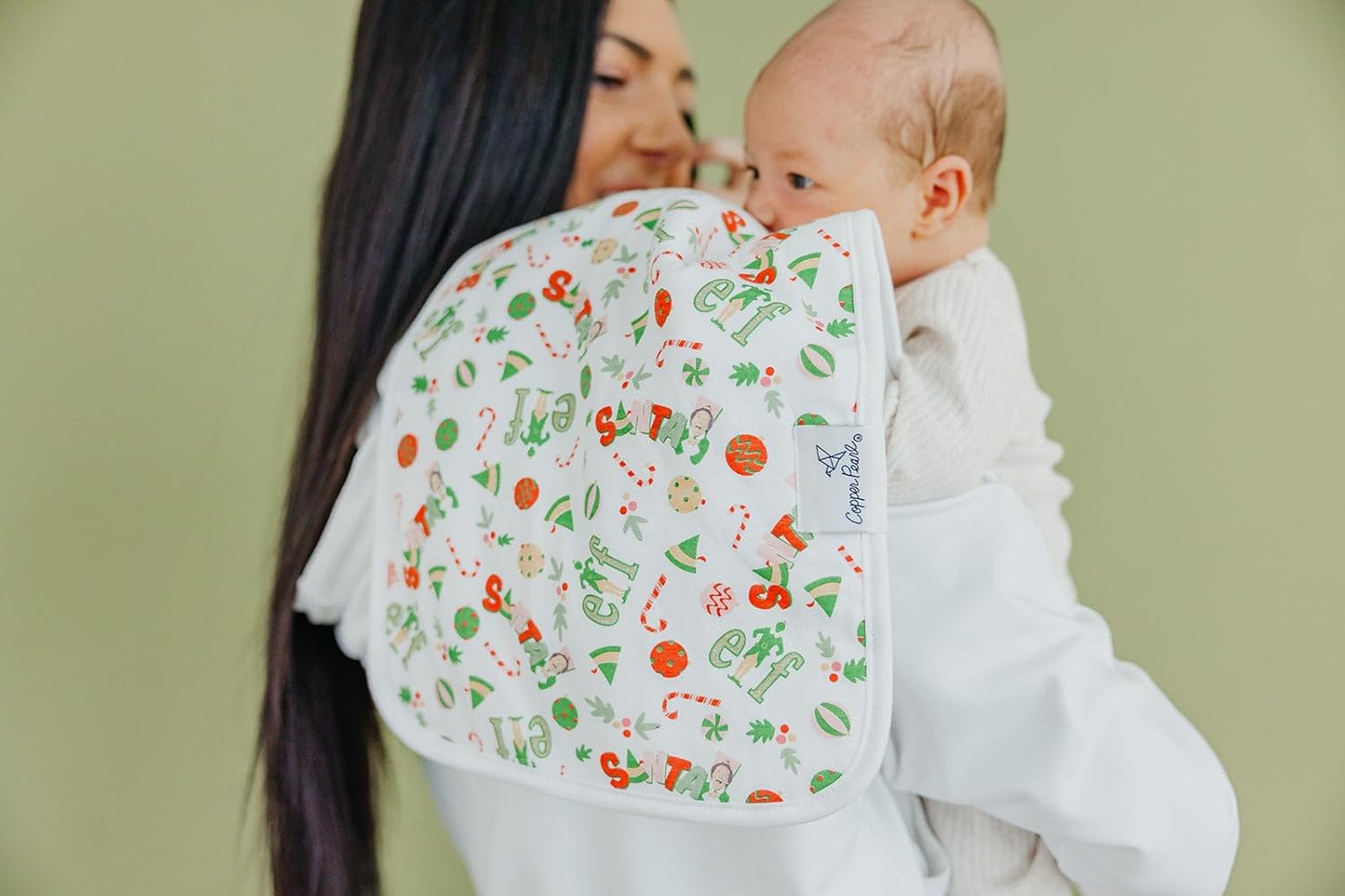 Copper Pearl Premium Baby Burp Cloths - 3-Pack Large Cotton Burp Cloths, Perfect for Baby Boy and Baby Girl Gifts (21" x 10" Size, Christmas Classics Set) - Image 5