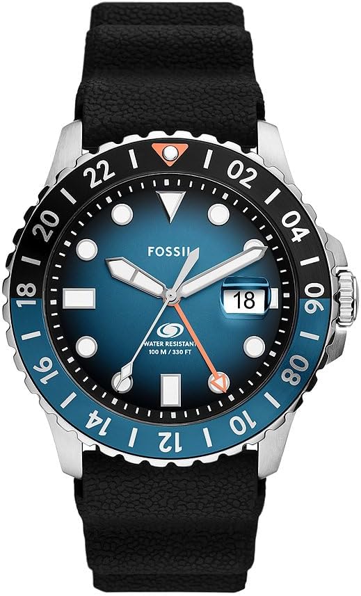 Blue Men's Dive-Inspired Sports Watch with Stainless Steel, Silicone, or Leather Band