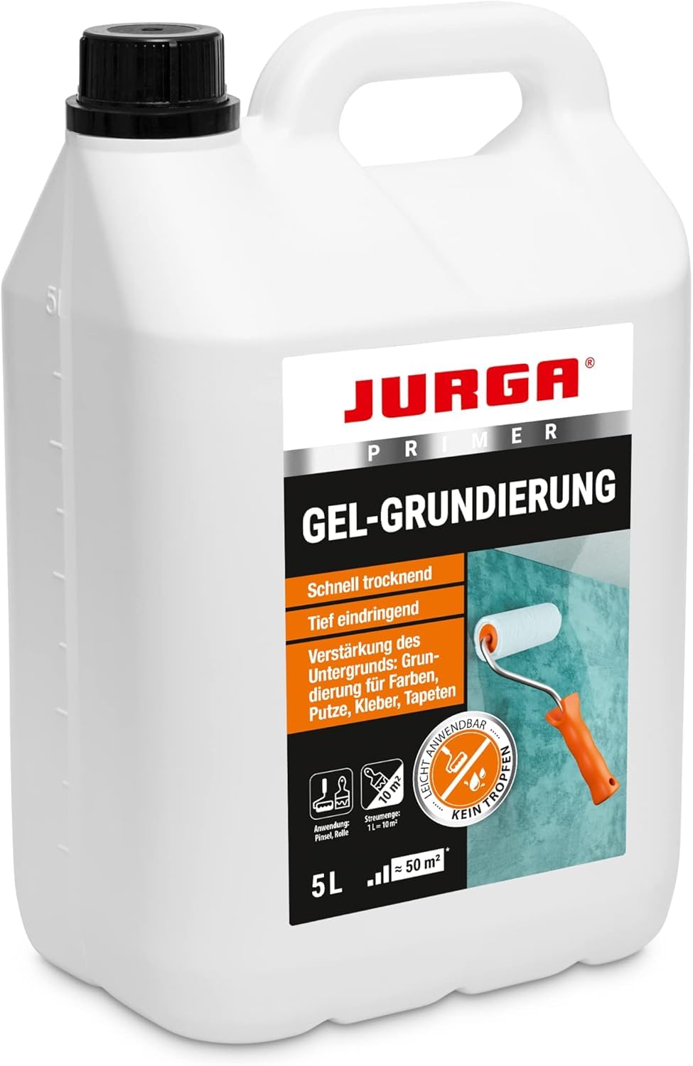 JURGA Grunt Żelowy 5L (≈50m²) Niekapek podkład żelowy przezroczysty do ścian i podłogi, głęboko penetrujący, niechlapiący