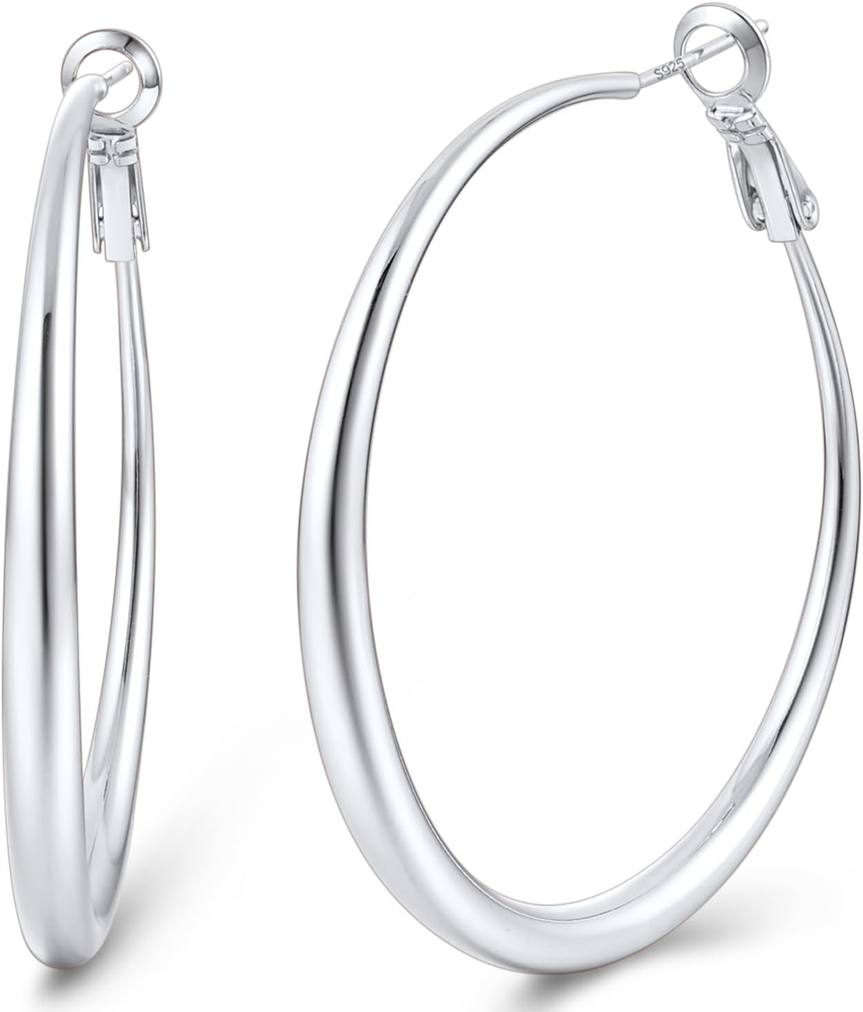Jewlpire 14K Gold Plated Hoop Earrings with 925 Stering Silver Post, Lightweight Hoop Earrings for Women 30mm/40mm/50mm/60mm