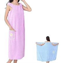 Womens Bath Skirt with Snaps Soft Fluffy Coral Fleece Bath Towel Wearable Robes for Women Beach Spa Sauna Towelling Robe Cover up Dress Gown Bathrobe