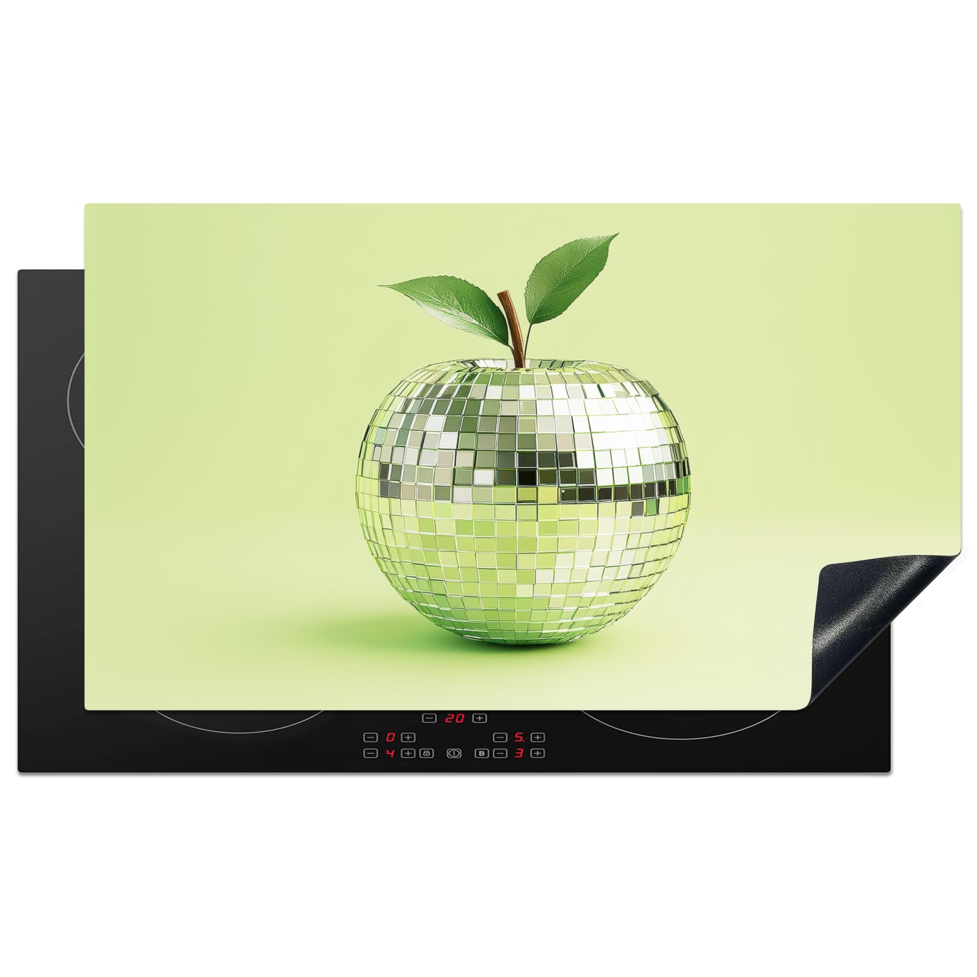 KitchenYeah© Induction Hob Cover Protector Mat 20.5"x35.4" / 90x52 cm Kitchen Universal Ceramic Covers for Electric Cookers Vinyl Green - Disco - Decoration - Apple